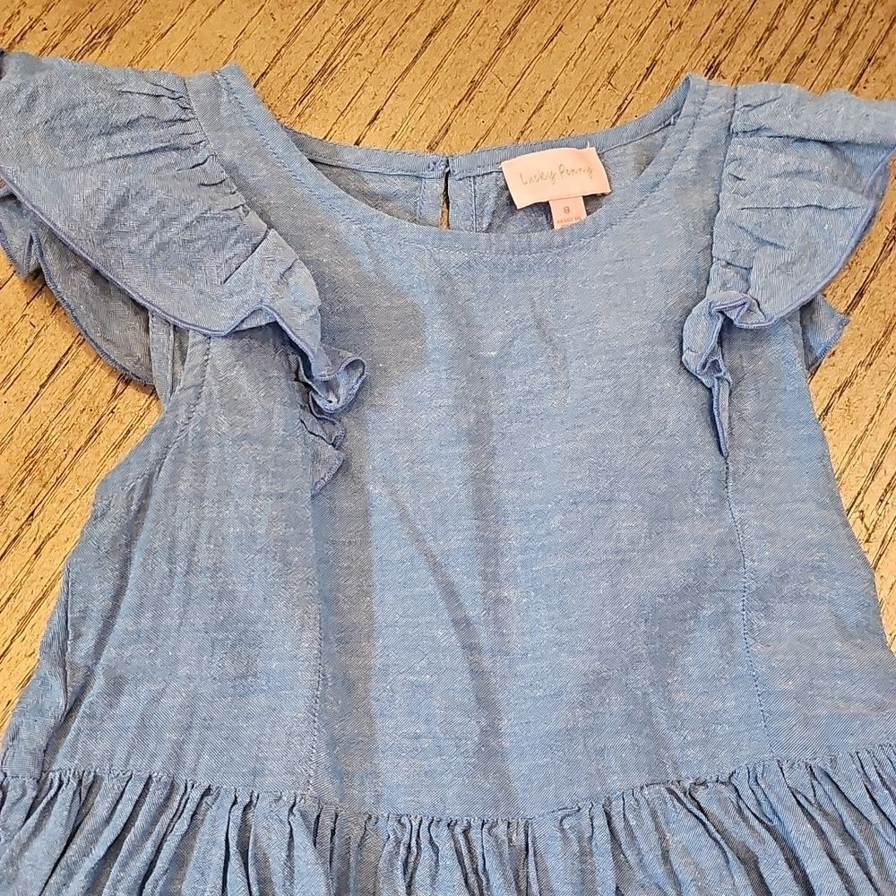 Blue Ruffle Dress Size 8 - Picture 2 of 10